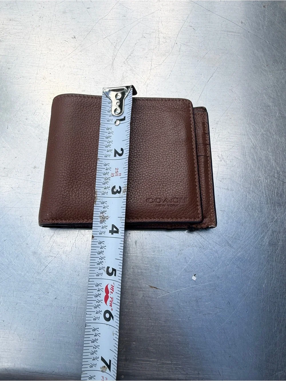 Coach Brown Pebbled Leather Men's Wallet
